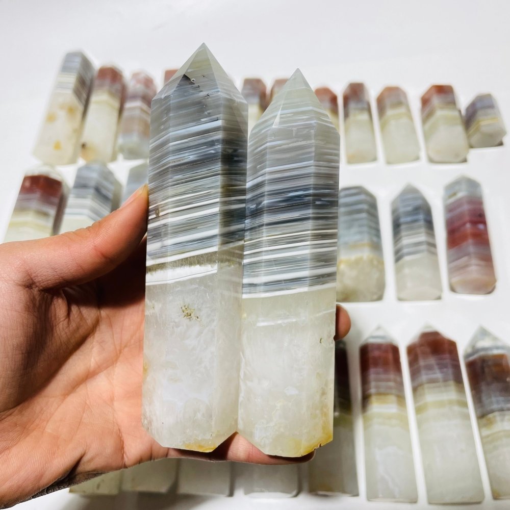 31 Pieces Stripe Agate Points -Wholesale Crystals