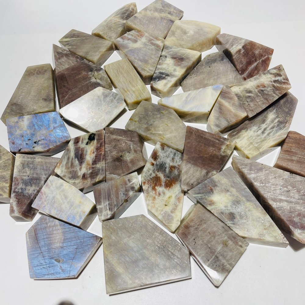 32 Pieces Blue Moonstone Mixed Sunstone Free Form -Wholesale Crystals