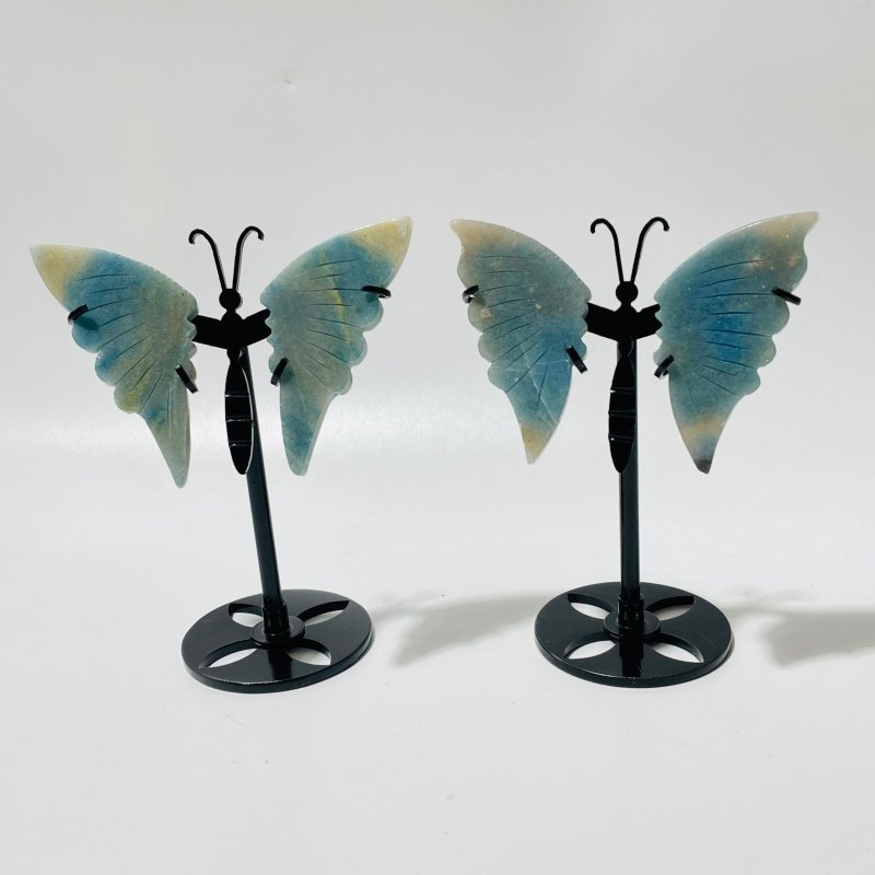 33 Pairs Beautiful Small Trolleite Butterfly Carving With Stand - Wholesale Crystals