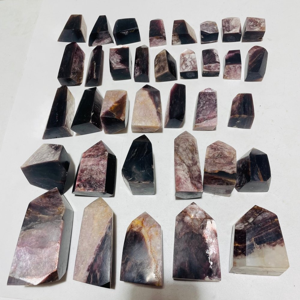 35 Pieces High Quality Purple Lepidolite Tower Points -Wholesale Crystals