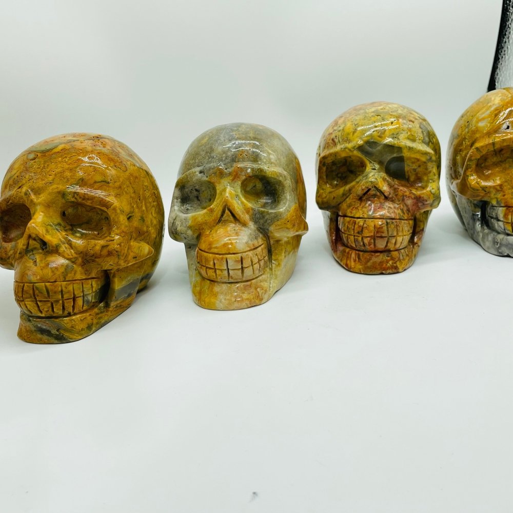 4 Pieces Crazy Agate Skull Carving -Wholesale Crystals