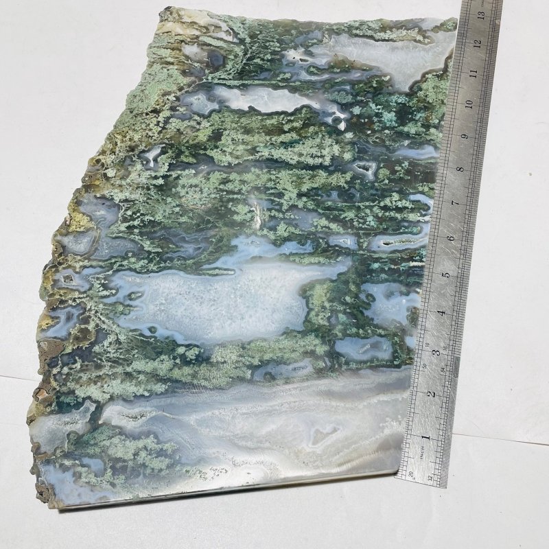 4 Pieces Large Moss Agate Slab 14.5in - Wholesale Crystals