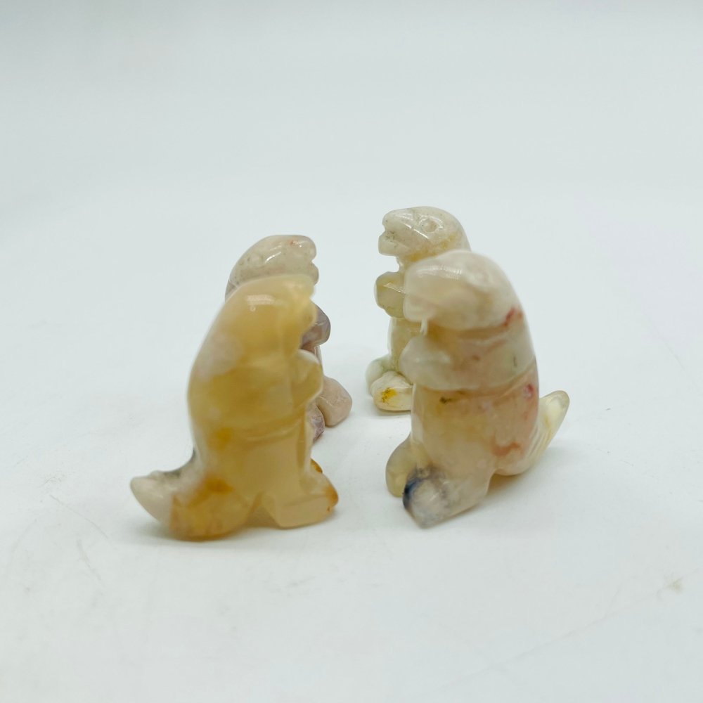 4 Types Dinosaur Tyrannosaurus Rex Carving Tiger Eye Moss Agate Wholesale -Wholesale Crystals