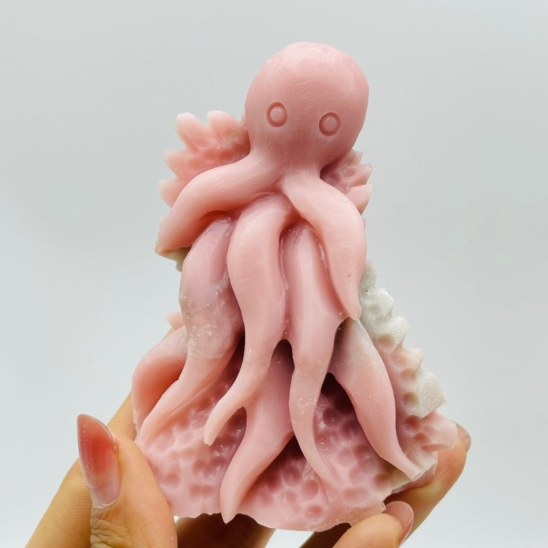 5 Pieces Beautiful Pink Opal Octopus Carving -Wholesale Crystals
