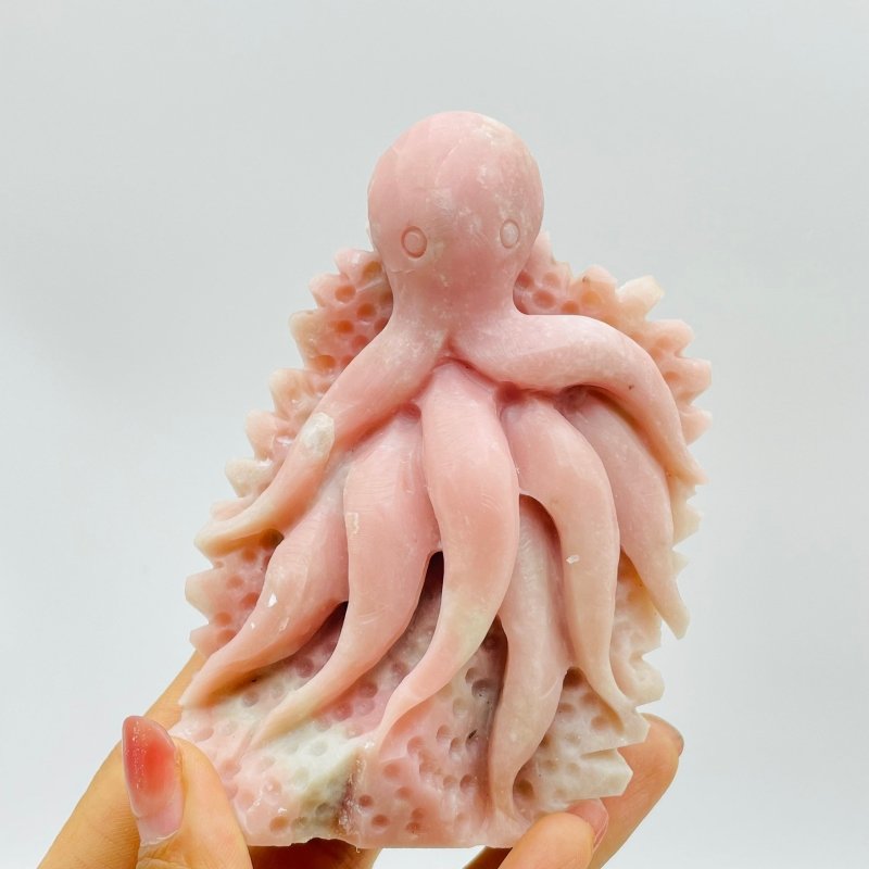 5 Pieces Beautiful Pink Opal Octopus Carving -Wholesale Crystals