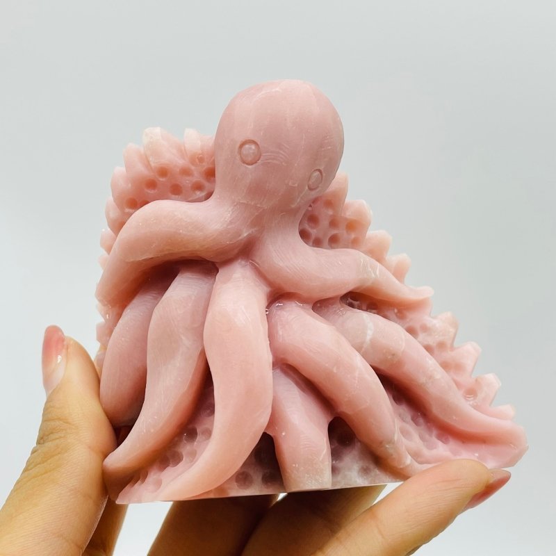 5 Pieces Beautiful Pink Opal Octopus Carving -Wholesale Crystals
