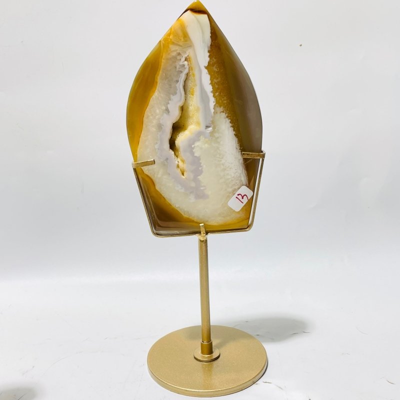 5 Pieces Beautiful Yellow Agate Geode Arrow Head With Stand - Wholesale Crystals