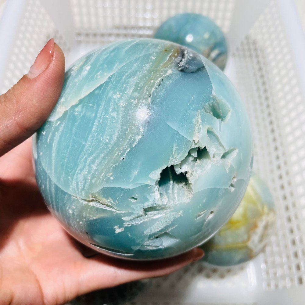5 Pieces Large Blue Caribbean Calcite Spheres -Wholesale Crystals