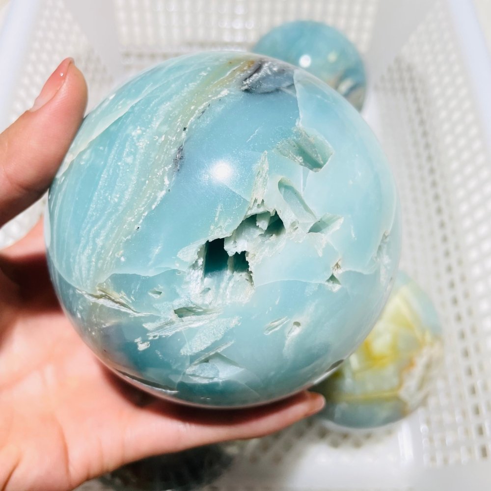5 Pieces Large Blue Caribbean Calcite Spheres -Wholesale Crystals