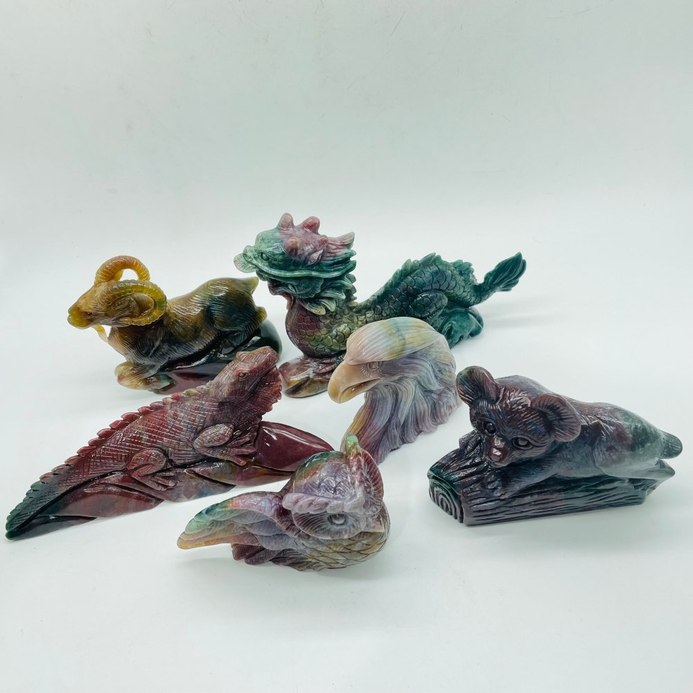 6 Pieces Beautiful Ocean Jasper Animals Carving -Wholesale Crystals