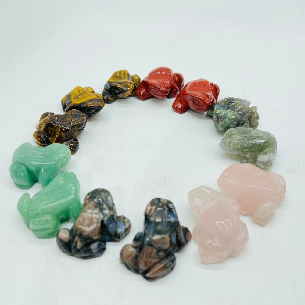6 Types Mini Frog Carving Que Sera Rose Quartz Animals Wholesale -Wholesale Crystals