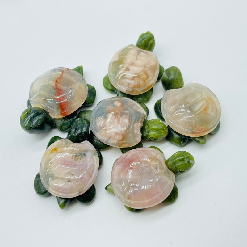 6 Types Turtle Carving Crystal Wholesale Tiger Eye Ocean Jasper - Wholesale Crystals