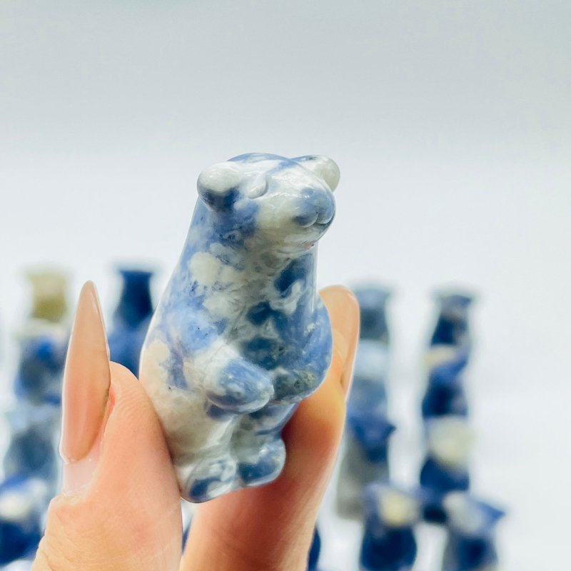 62 Pieces Sodalite Standing Polar Bear Carving - Wholesale Crystals