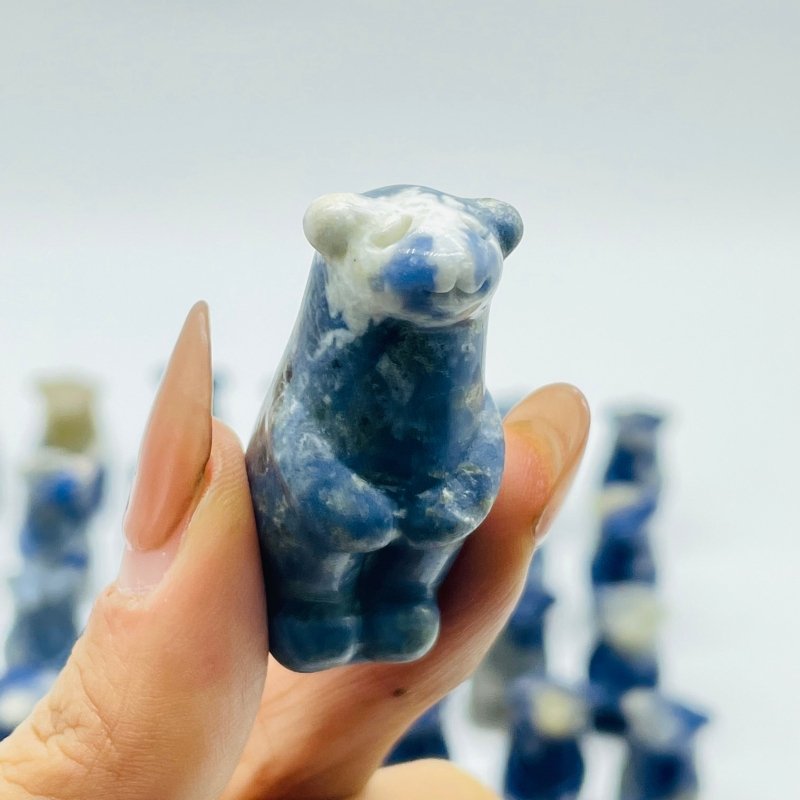 62 Pieces Sodalite Standing Polar Bear Carving - Wholesale Crystals