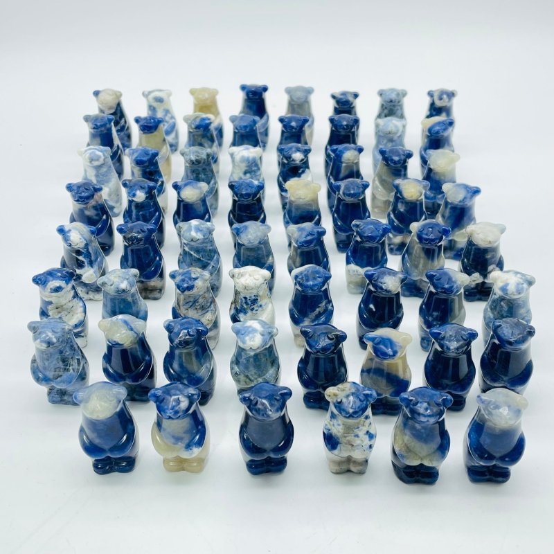 62 Pieces Sodalite Standing Polar Bear Carving - Wholesale Crystals