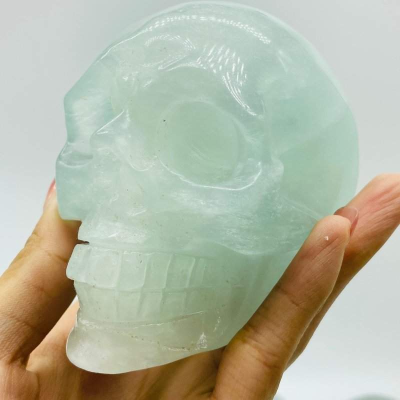 7 Pieces Light Color Fluorite Halloween Skull Carving -Wholesale Crystals