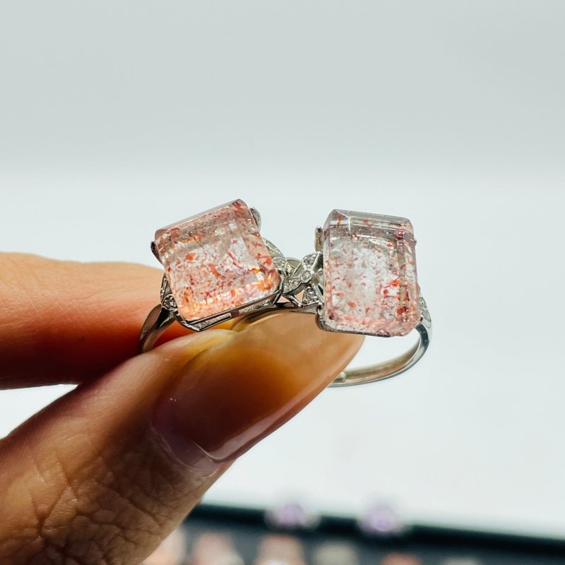 73 Pieces Super 7 Strawberry Quartz Different Styles Sterling Silver Ring - Wholesale Crystals