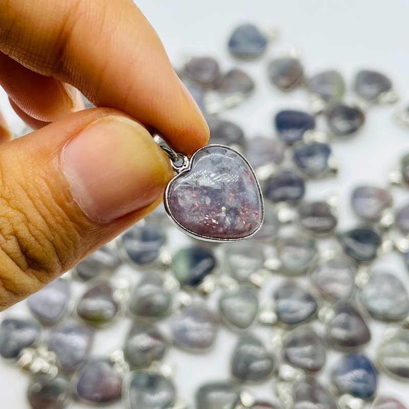 77 Pieces Cordierite Stone Heart Pendant -Wholesale Crystals