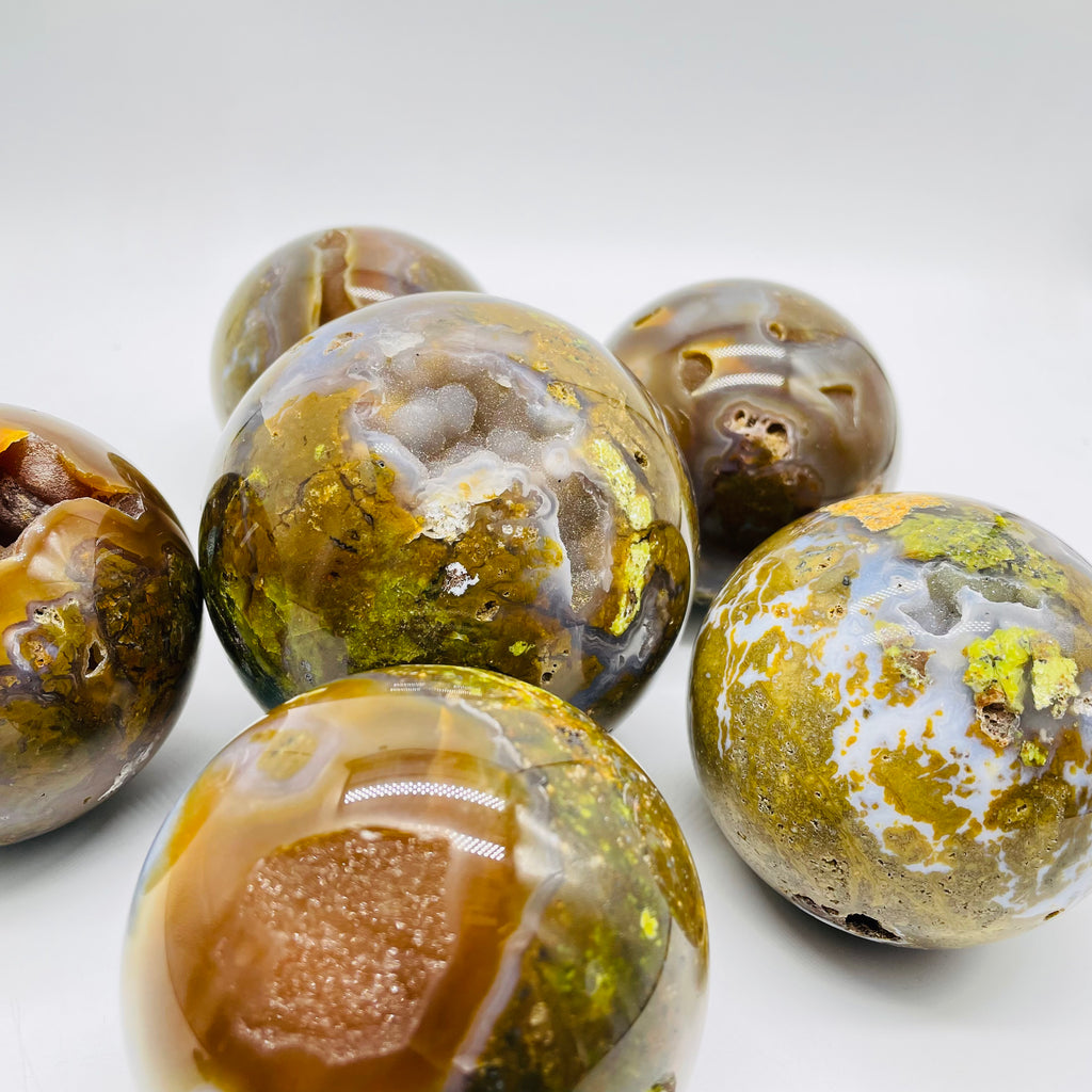 Yellow Agate Geode Sphere Ball Wholesale -Wholesale Crystals