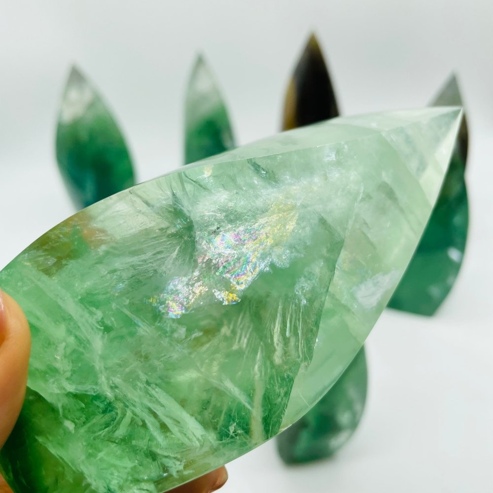 9 Pieces High Quality Large Rainbow Fluorite Flame Mixed Color -Wholesale Crystals