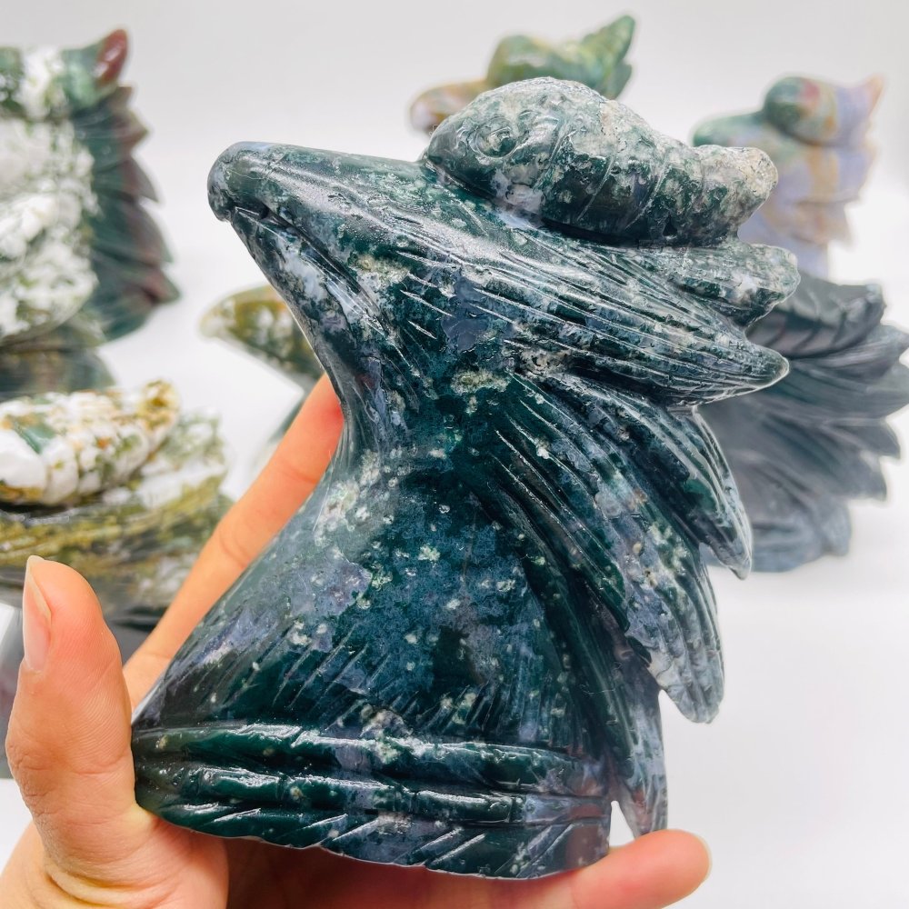 9 Pieces Ocean Jasper Rhyticeros Undulatus Birds Carving -Wholesale Crystals