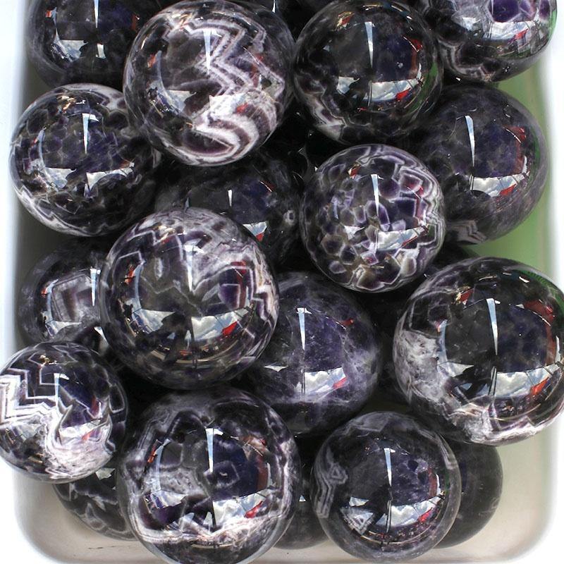3-5in(7.5-12.7cm) amethyst chevron sphere ball -Wholesale Crystals