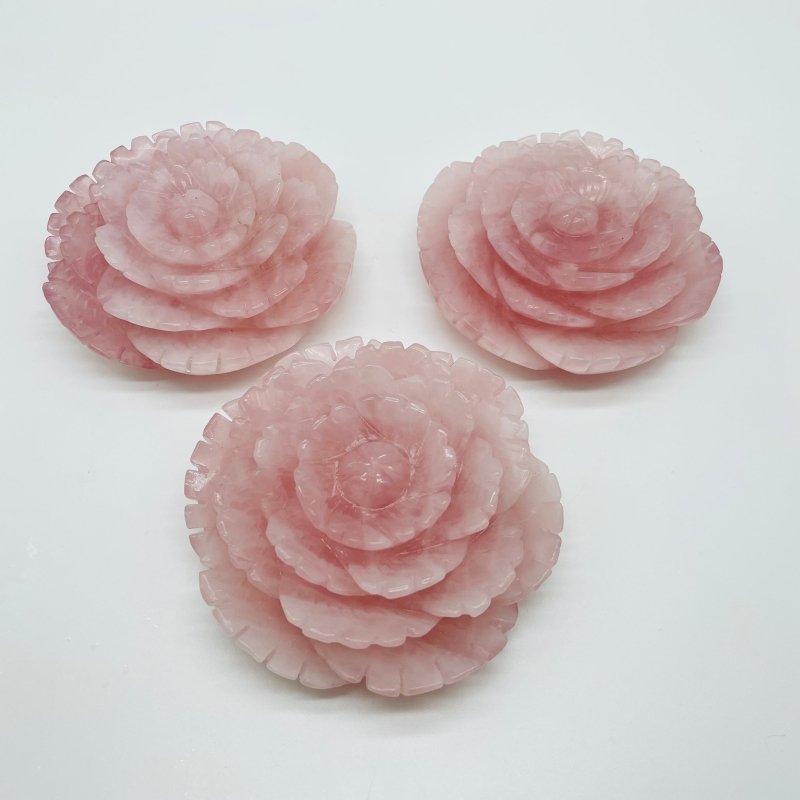 Beautiful Large Rose Quartz Flower Carving Wholesale -Wholesale Crystals