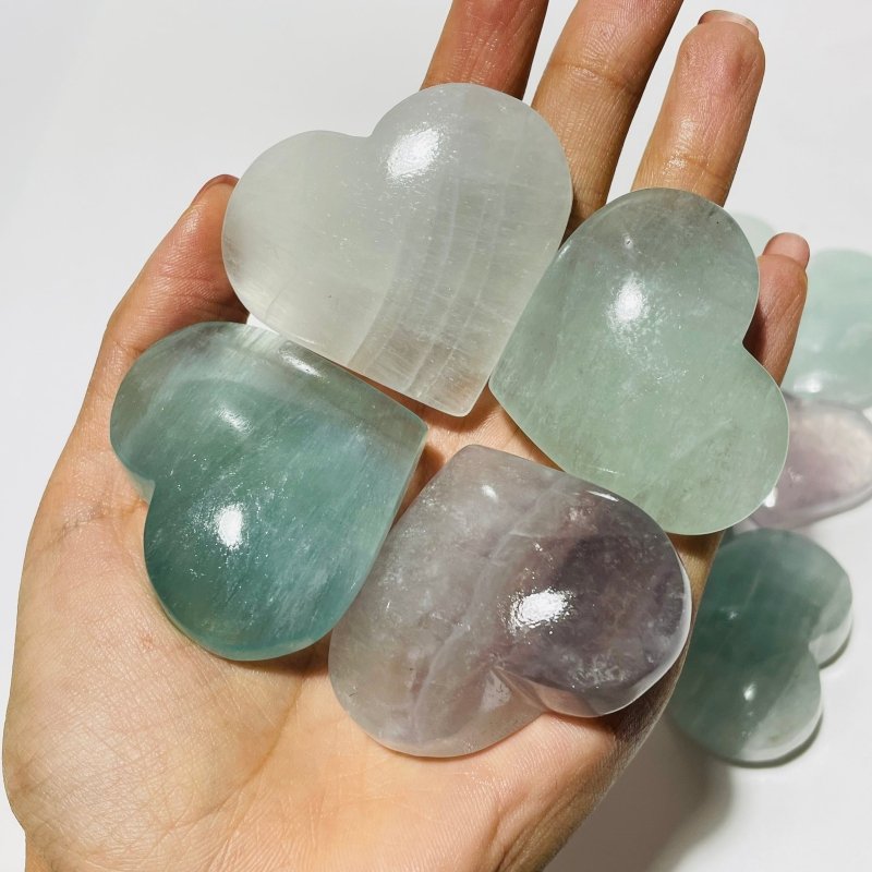 Beautiful Light Color Fluorite Heart Wholesale -Wholesale Crystals