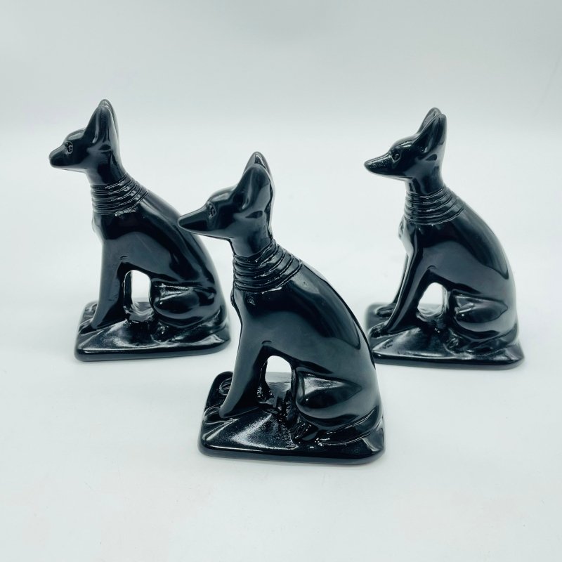 Black Obsidian Egyptian Anubis Dog Carving Wholesale - Wholesale Crystals