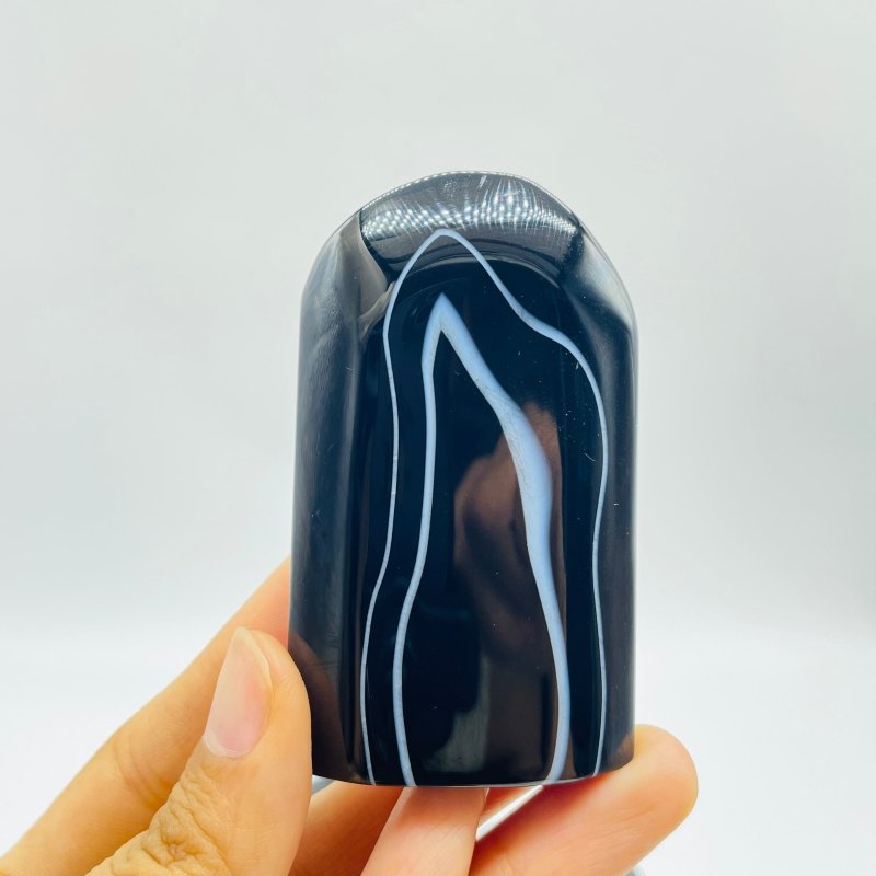 Black Stripe Agate Tombstone Shape Carving Wholesale -Wholesale Crystals