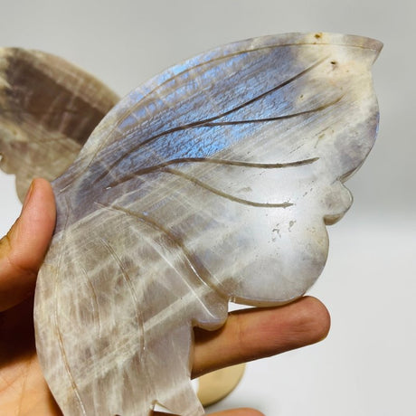 Blue Moonstone Mixed Sunstone Butterfly Carving With Stand -Wholesale Crystals