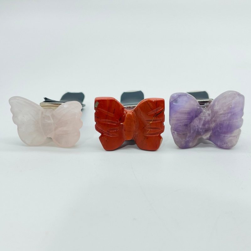 Butterfly Crystal Car Air Vent Clips Car Accessories Rose Quartz Red Jasper -Wholesale Crystals