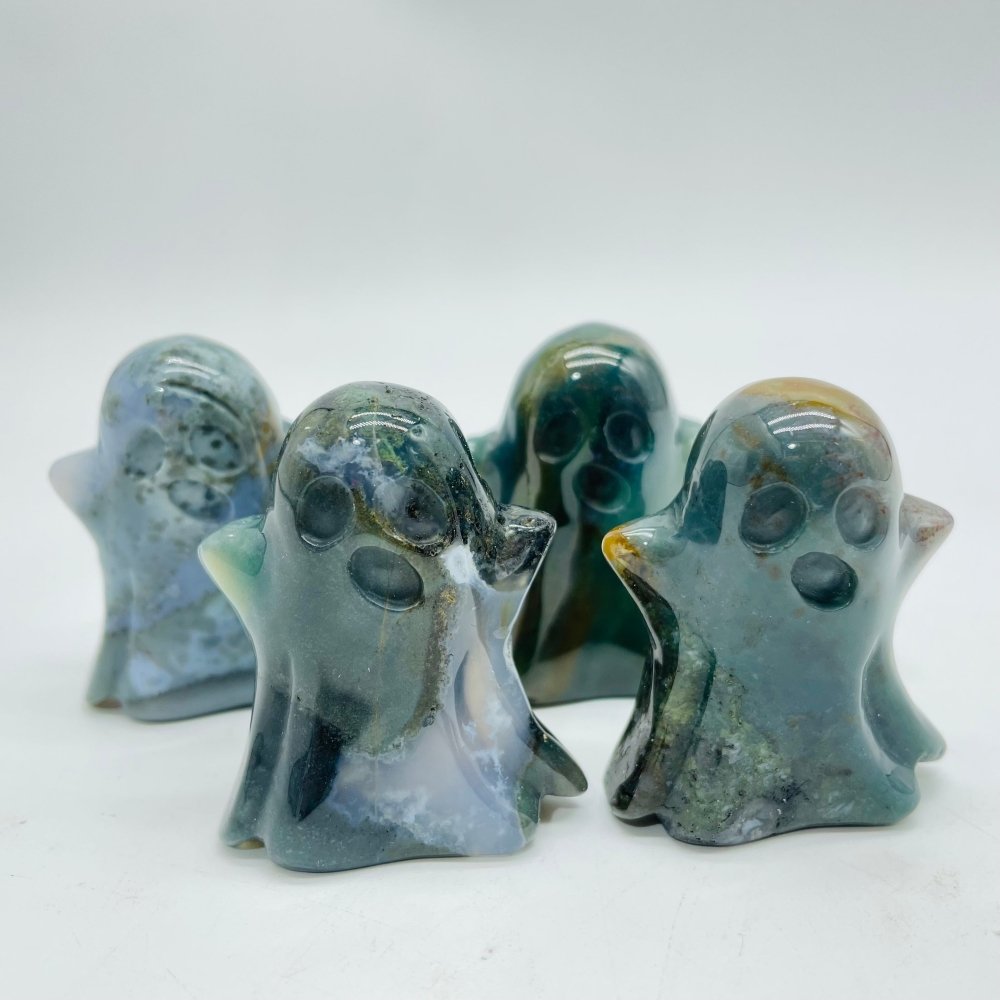 Crazy Agate &Moss Agate Ghost Halloween Carving Wholesale -Wholesale Crystals