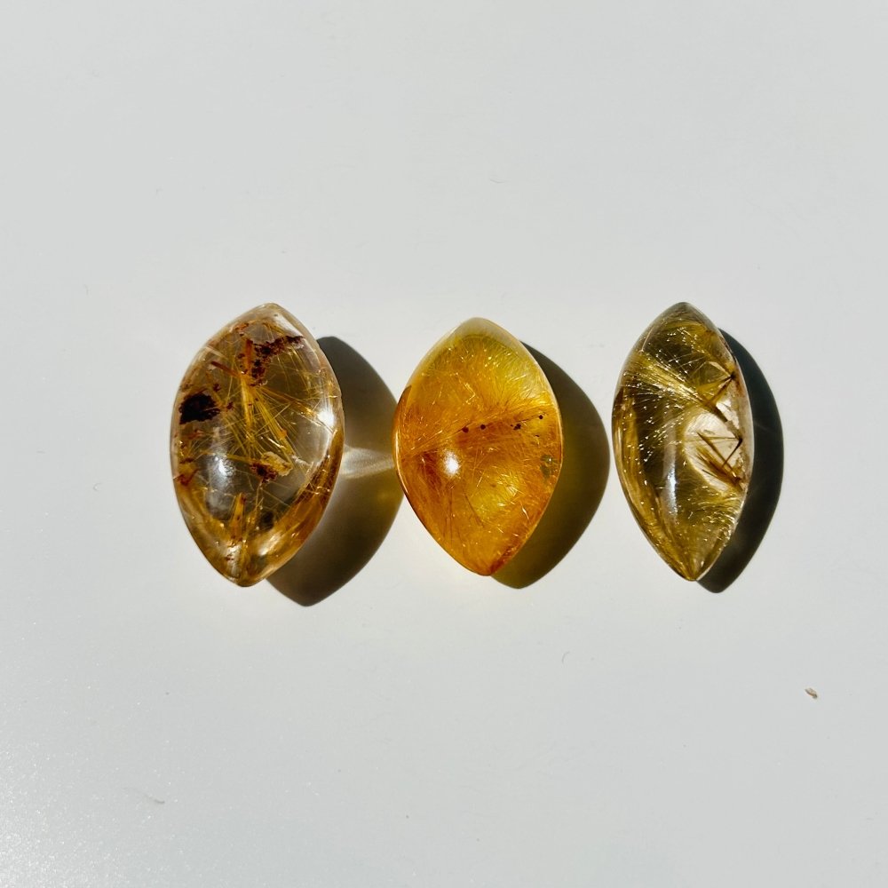 Gold Rutile Quartz Marquise Shape For Jewelry Making DIY Pendant -Wholesale Crystals