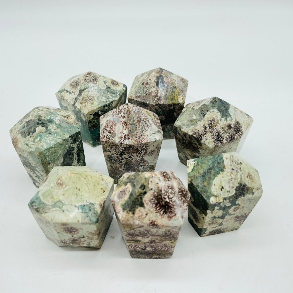 Green Flower Rhyolite CupCake Shape Tower Points Wholesale -Wholesale Crystals