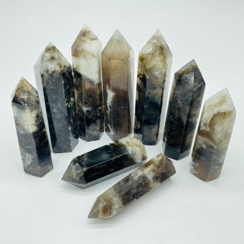 Green Mica Mixed Clear Quartz Tower Points Wholesale - Wholesale Crystals