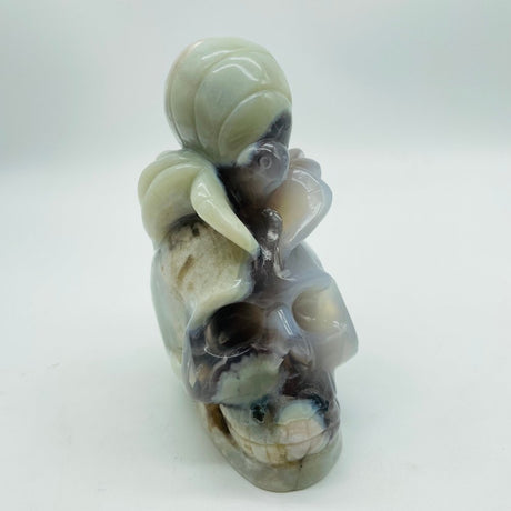 Green Sakura Flower Agate Beetle Skull Carving -Wholesale Crystals