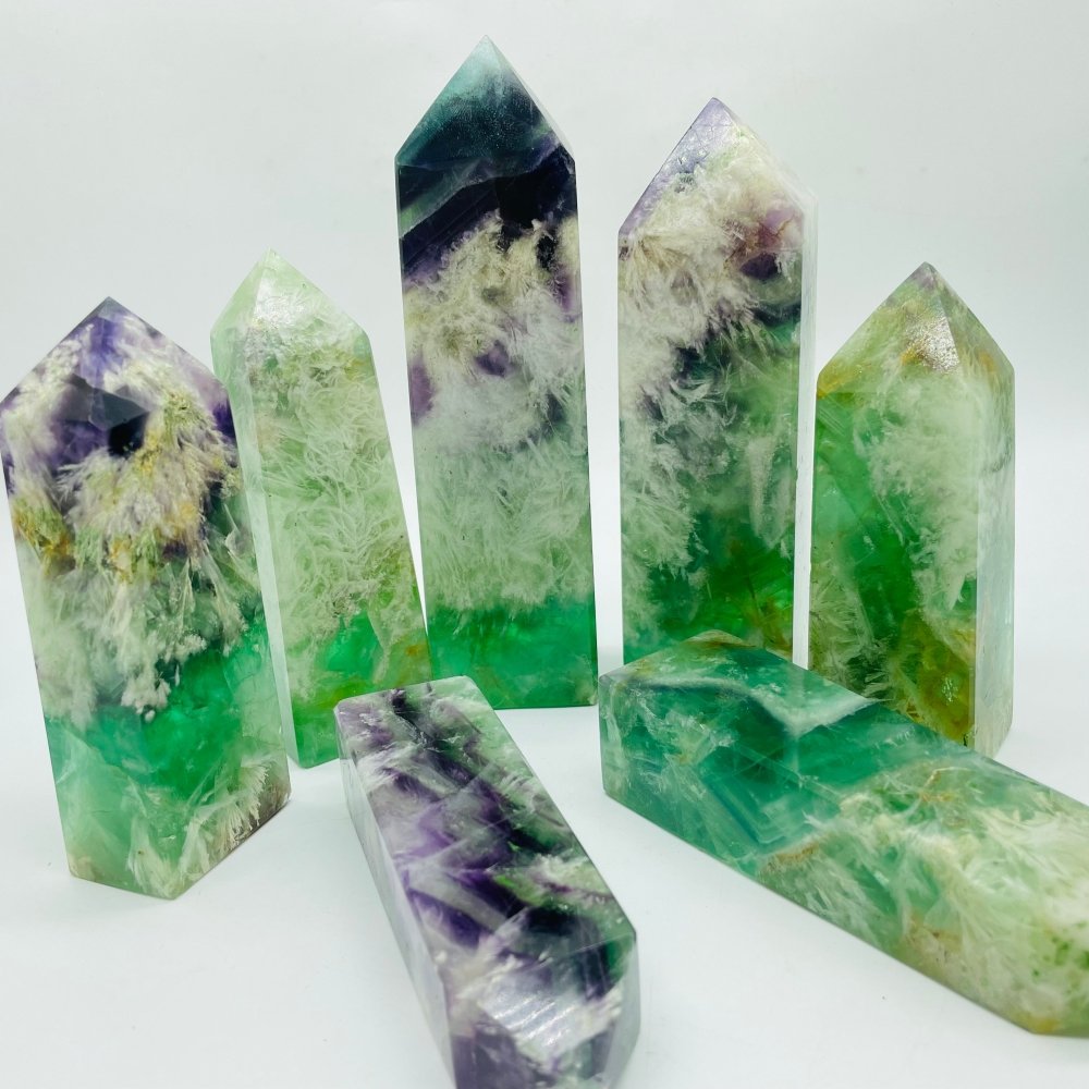 High Quality Large Feather Fluorite Four-Sided Tower Point Wholesale -Wholesale Crystals