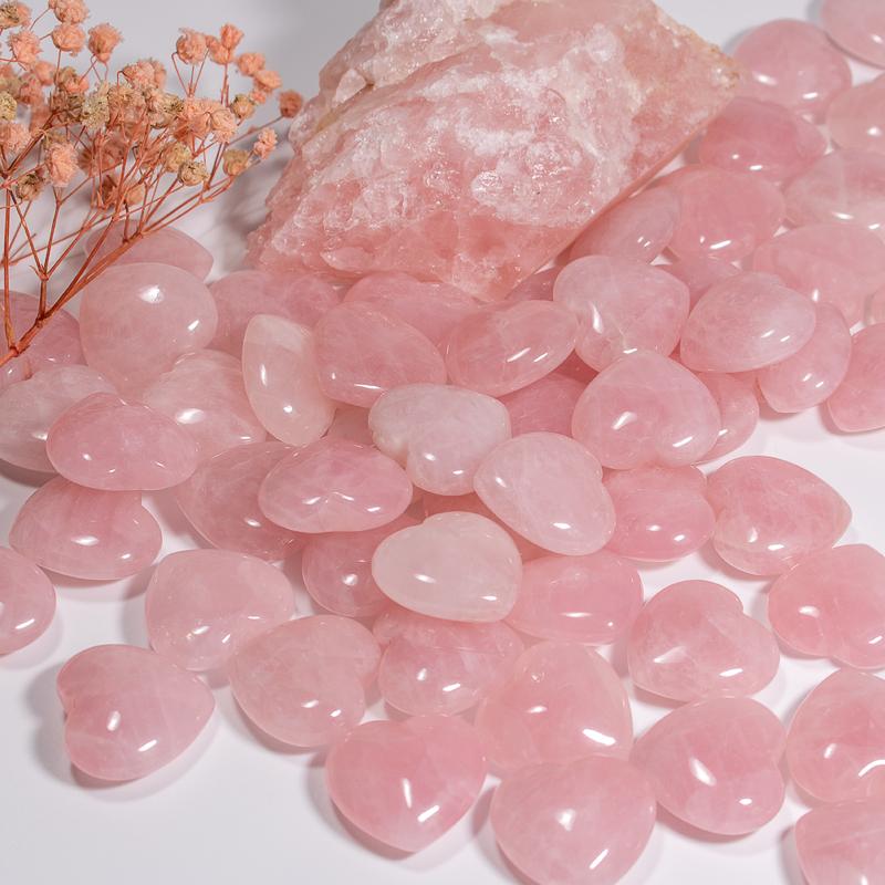 Madagascar Rose Quartz Deep Pink Heart -Wholesale Crystals