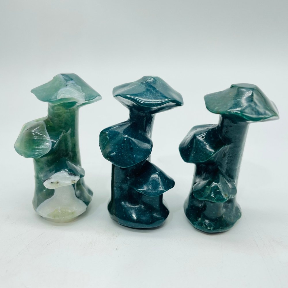 Mushroom Tree Moss Agate&Fluorite Carving Wholesale -Wholesale Crystals