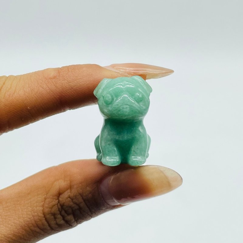 Natural Green Aventurine Pug Dog Carving Wholesale - Wholesale Crystals