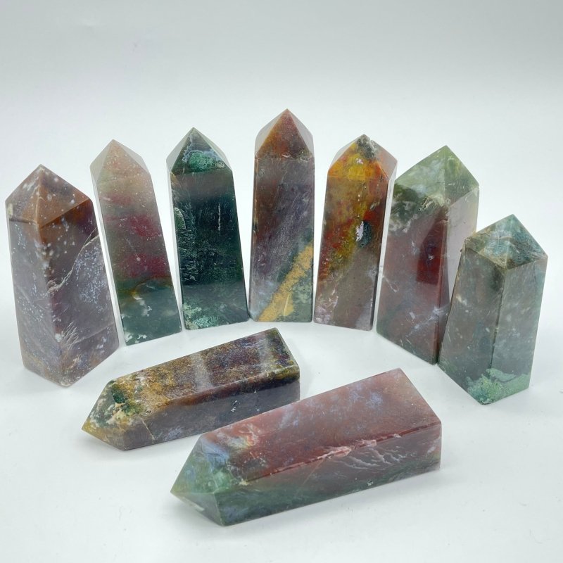 Natural Ocean Jasper Four - Sided Tower Point Crystal Wholesale - Wholesale Crystals