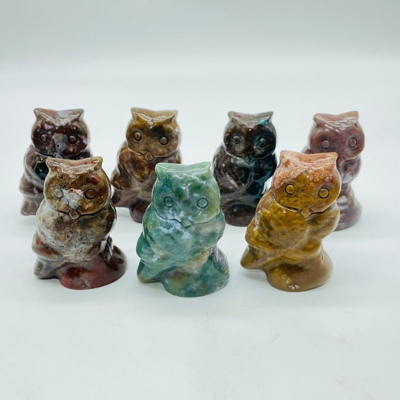 Ocean Jasper Owl Carving Wholesale -Wholesale Crystals