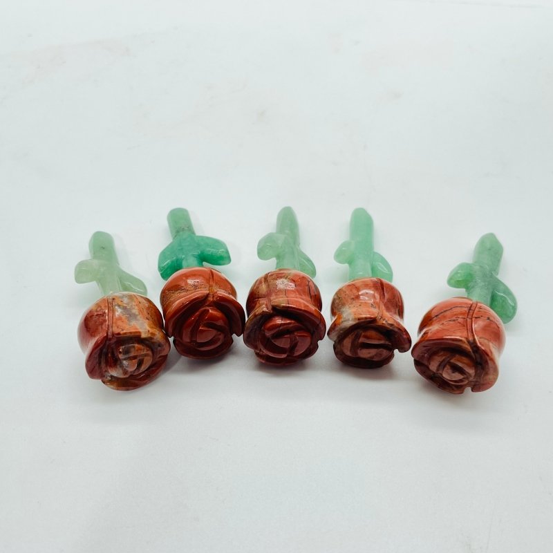 Red Jasper Green Aventurine Flower Carving Wholesale - Wholesale Crystals