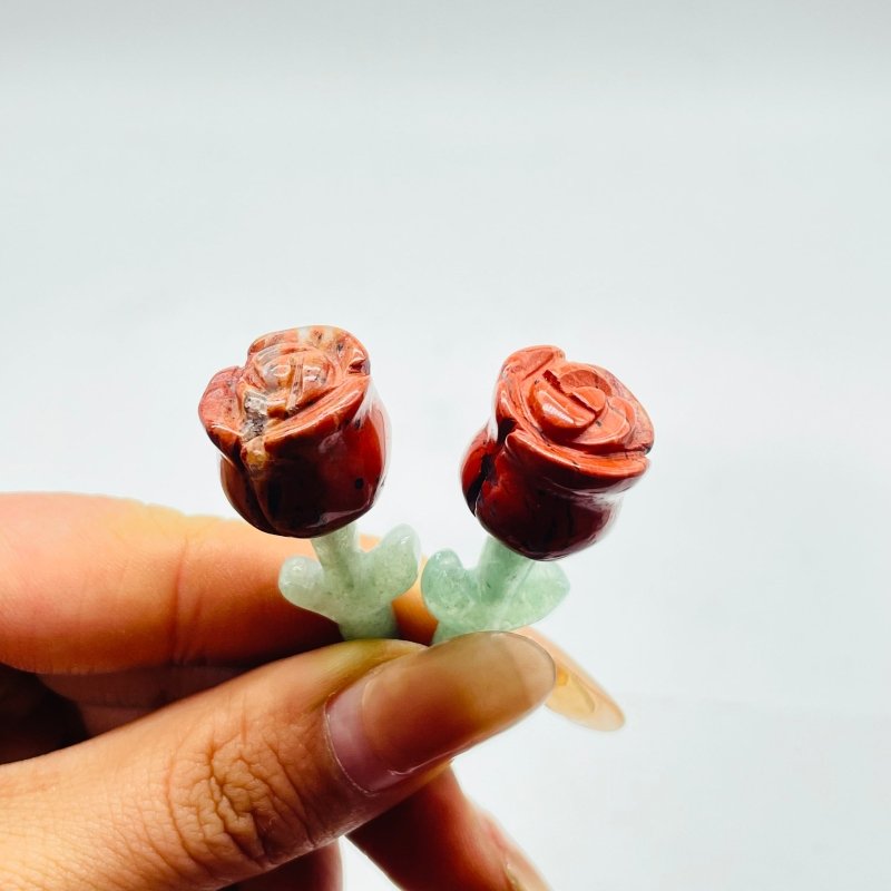 Red Jasper Green Aventurine Flower Carving Wholesale - Wholesale Crystals