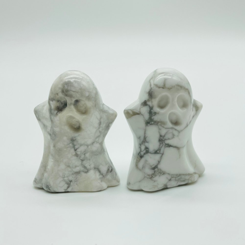 White Jasper & Howlite Ghost Halloween Carving Wholesale -Wholesale Crystals